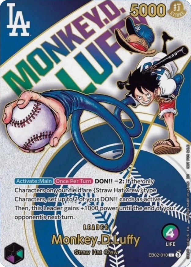 Monkey.D.Luffy (Dodgers x ONE PIECE) EB02-010 card from One Piece Promotion Cards