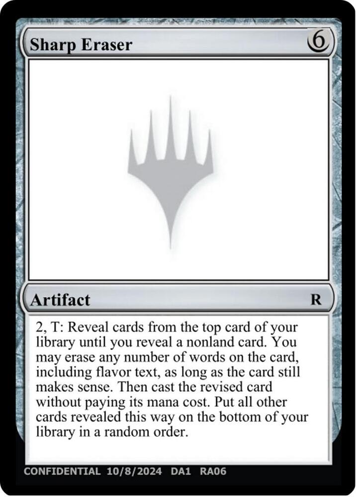 Sharp Eraser card from Un-Known Event Playtest Cards