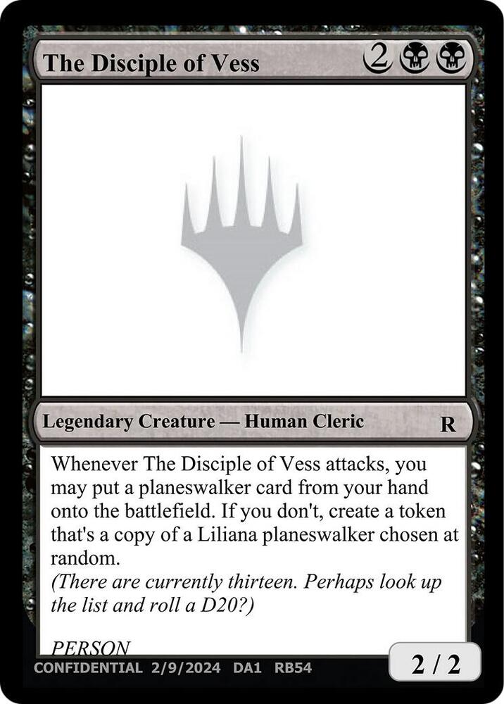 The Disciple of Vess card from Un-Known Event Playtest Cards
