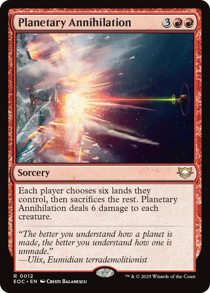 Planetary Annihilation 12 card from Commander: Edge of Eternities