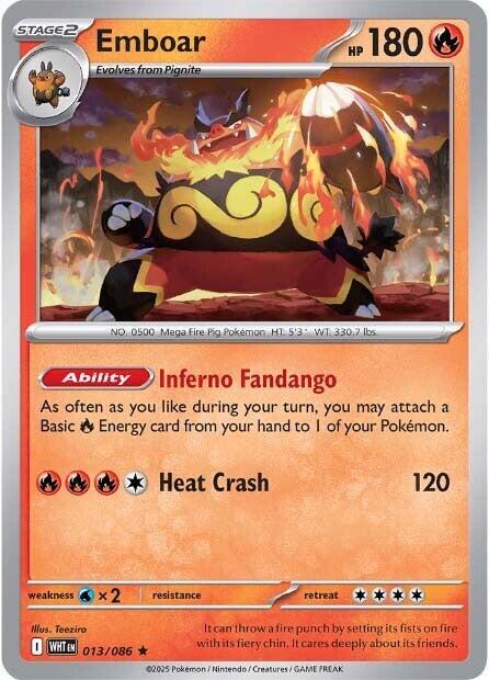 Emboar 013/086 card from SV: White Flare
