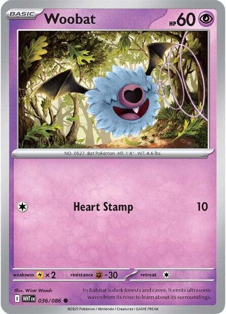 Woobat 036/086 card from SV: White Flare