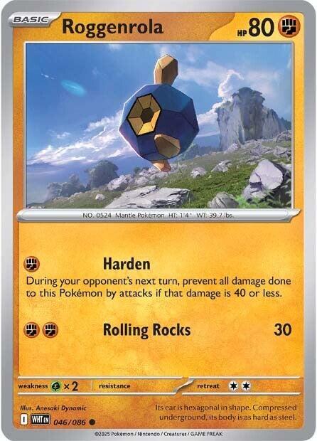 Roggenrola 046/086 card from SV: White Flare