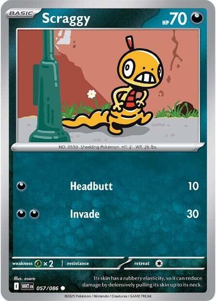 Scraggy 057/086 card from SV: White Flare