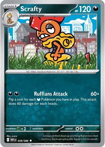 Scrafty 058/086 card from SV: White Flare