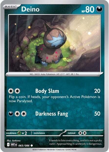 Deino 065/086 card from SV: White Flare