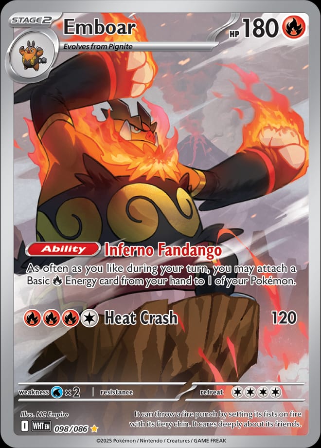 Emboar 098/086 card from SV: White Flare