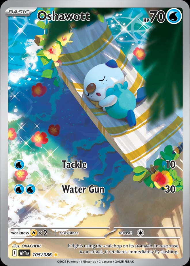 Oshawott 105/086 card from SV: White Flare