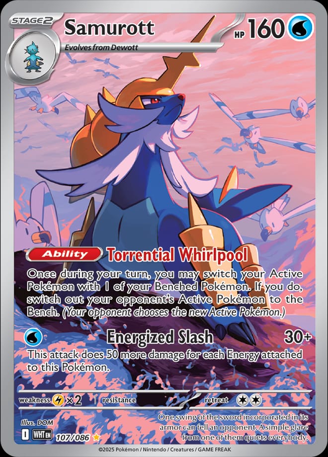 Samurott 107/086 card from SV: White Flare