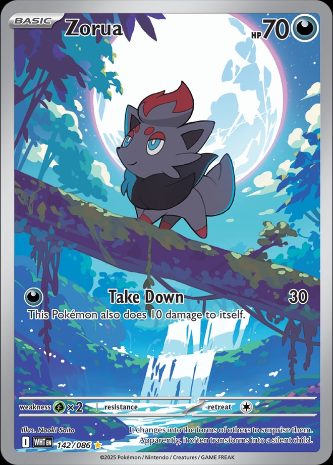 Zorua 142/086 card from SV: White Flare