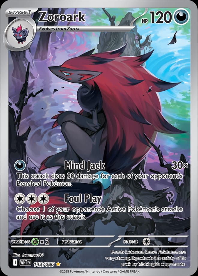 Zoroark 143/086 card from SV: White Flare