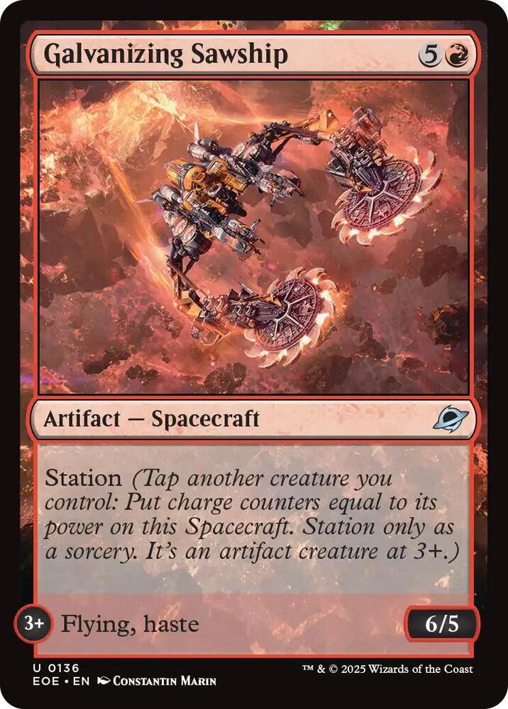 Galvanizing Sawship 136 card from Edge of Eternities