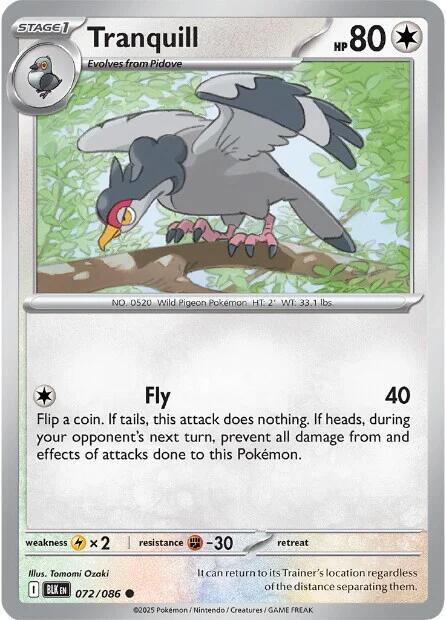 Tranquill 072/086 card from SV: Black Bolt