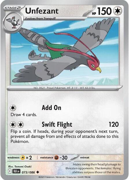 Unfezant 073/086 card from SV: Black Bolt