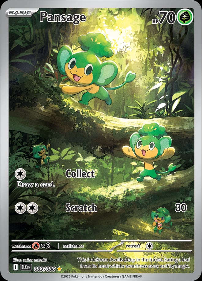 Pansage 089/086 card from SV: Black Bolt