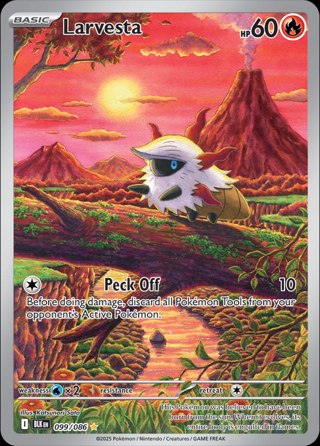 Larvesta 099/086 card from SV: Black Bolt