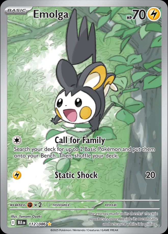 Emolga 112/086 card from SV: Black Bolt