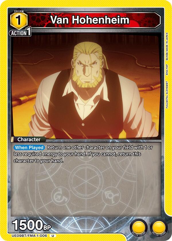 Van Hohenheim UE09BT/FMA-1-006 card from UE09BT: FULLMETAL ALCHEMIST