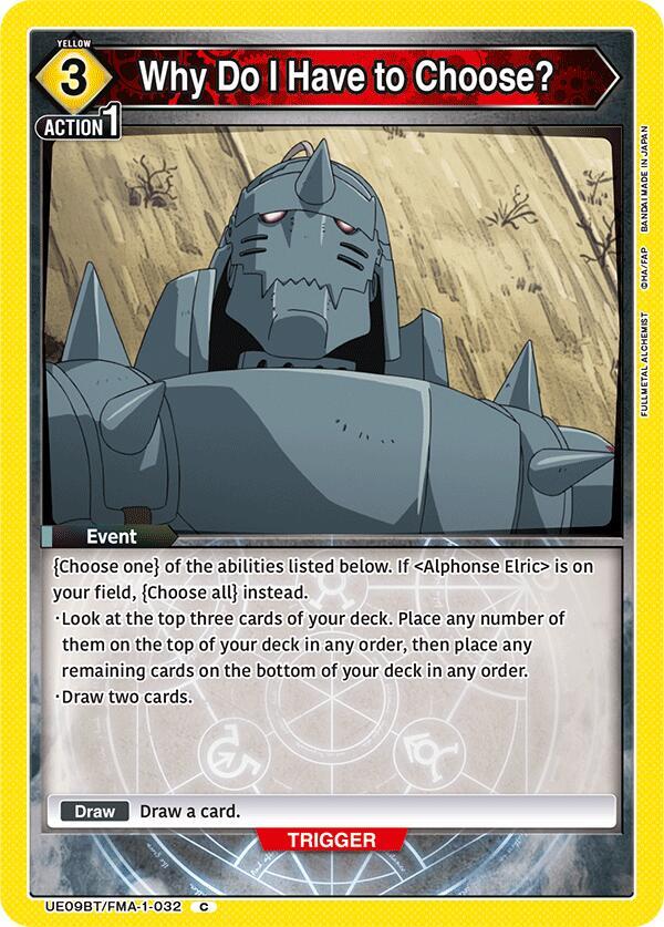 Why Do I Have to Choose? UE09BT/FMA-1-032 card from UE09BT: FULLMETAL ALCHEMIST