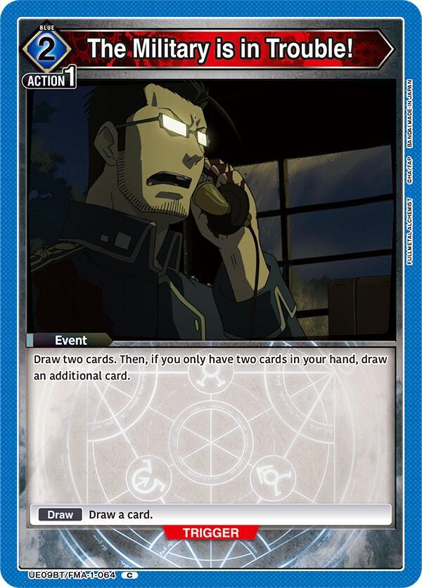 The Military is in Trouble! UE09BT/FMA-1-064 card from UE09BT: FULLMETAL ALCHEMIST