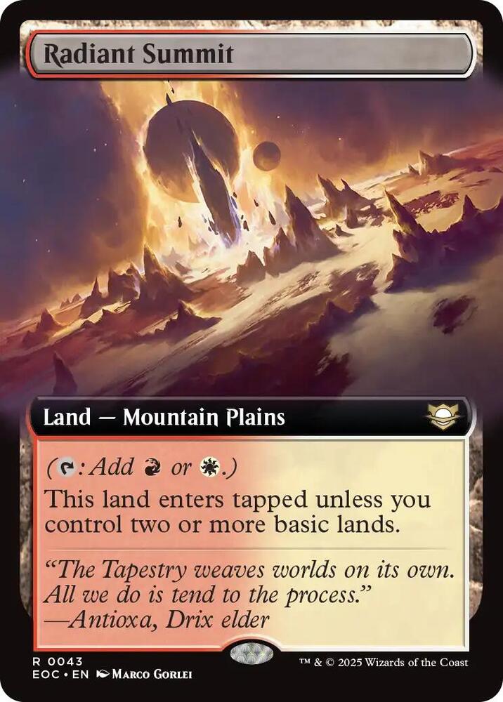 Radiant Summit (Extended Art) 43 card from Commander: Edge of Eternities