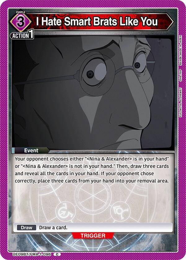 I Hate Smart Brats Like You UE09BT/FMA-1-096 card from UE09BT: FULLMETAL ALCHEMIST