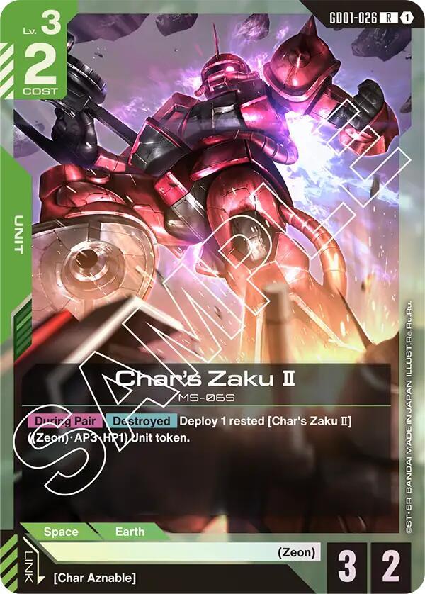 Char's Zaku II GD01-026 card from Newtype Rising