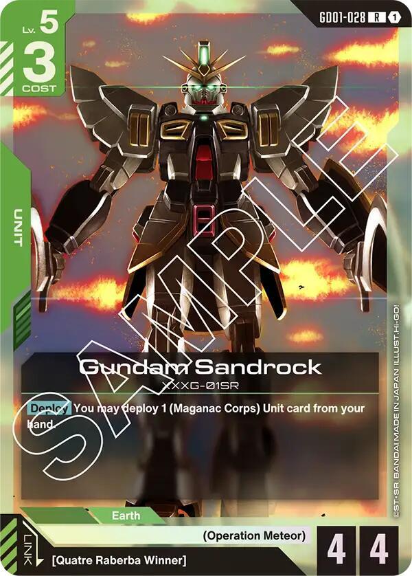 Gundam Sandrock GD01-028 card from Newtype Rising