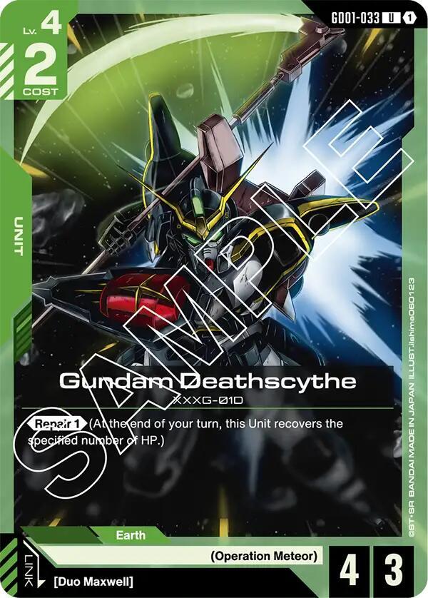 Gundam Deathscythe GD01-033 card from Newtype Rising