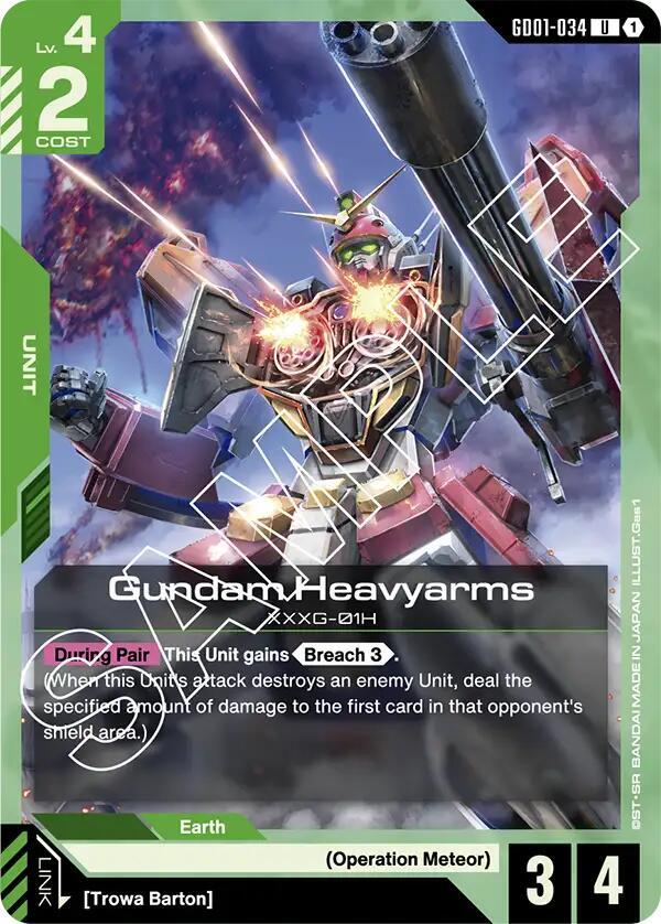Gundam Heavyarms GD01-034 card from Newtype Rising