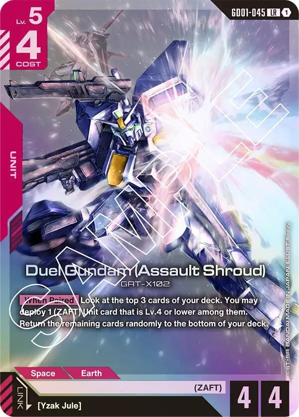 Duel Gundam (Assault Shroud) GD01-045 card from Newtype Rising