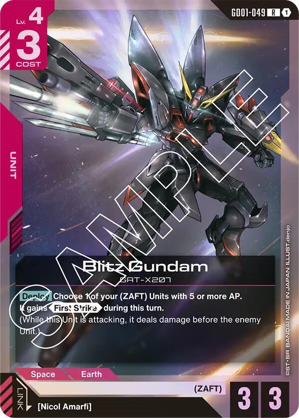 Blitz Gundam GD01-049 card from Newtype Rising