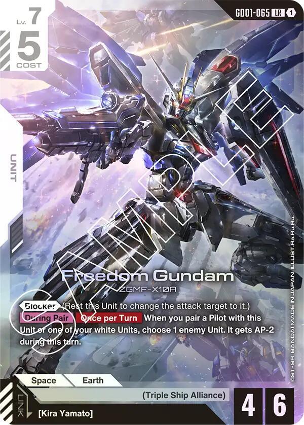 Freedom Gundam GD01-065 card from Newtype Rising