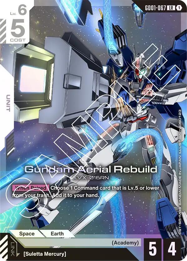 Gundam Aerial Rebuild GD01-067 card from Newtype Rising