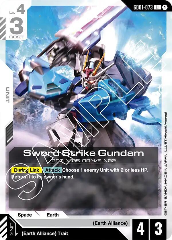 Sword Strike Gundam GD01-073 card from Newtype Rising