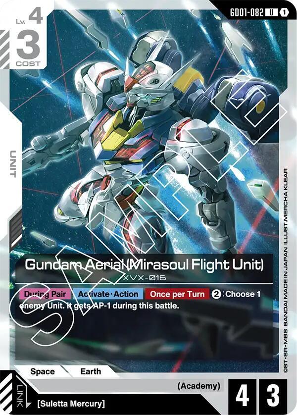 Gundam Aerial (Mirasoul Flight Unit) GD01-082 card from Newtype Rising