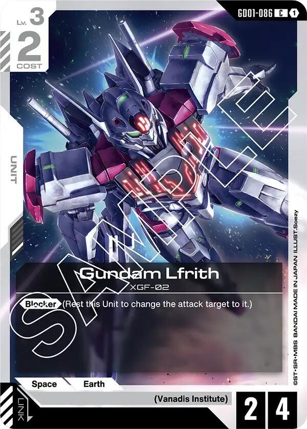 Gundam Lfrith GD01-086 card from Newtype Rising