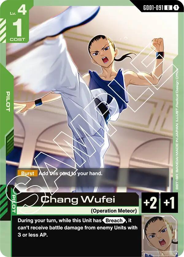 Chang Wufei GD01-091 card from Newtype Rising