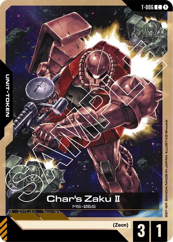 Char's Zaku II Token T-006 card from Newtype Rising