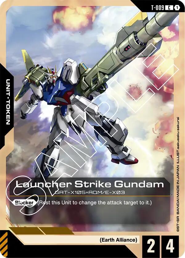 Launcher Strike Gundam Token T-009 card from Newtype Rising