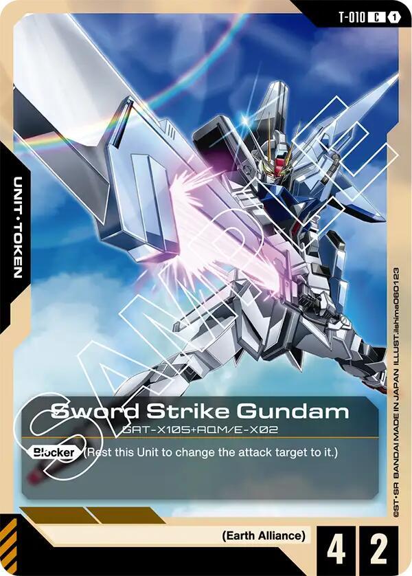 Sword Strike Gundam Token T-010 card from Newtype Rising