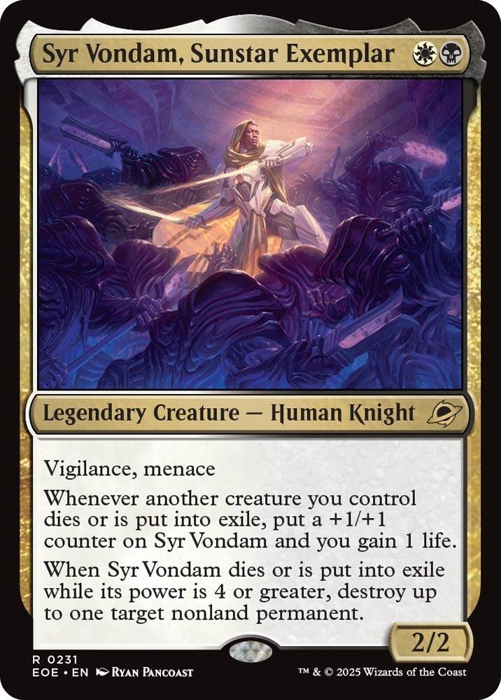 Syr Vondam, Sunstar Exemplar 231 card from Edge of Eternities