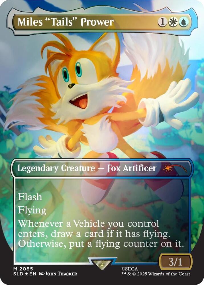 Miles "Tails" Prower (Rainbow Foil) 2085 card from Secret Lair Drop Series