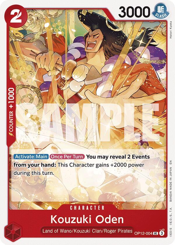Kouzuki Oden OP12-004 card from Legacy of the Master