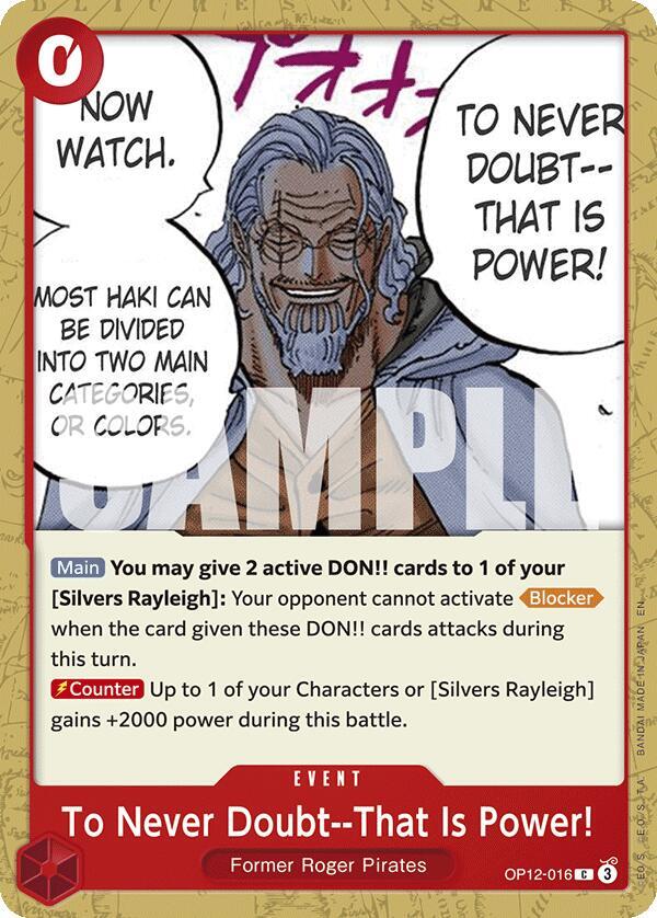 To Never Doubt--That Is Power! OP12-016 card from Legacy of the Master