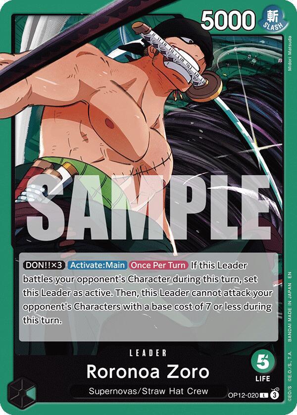 Roronoa Zoro OP12-020 card from Legacy of the Master