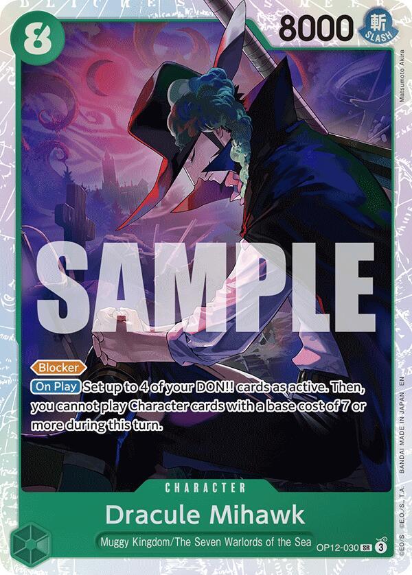 Dracule Mihawk OP12-030 card from Legacy of the Master