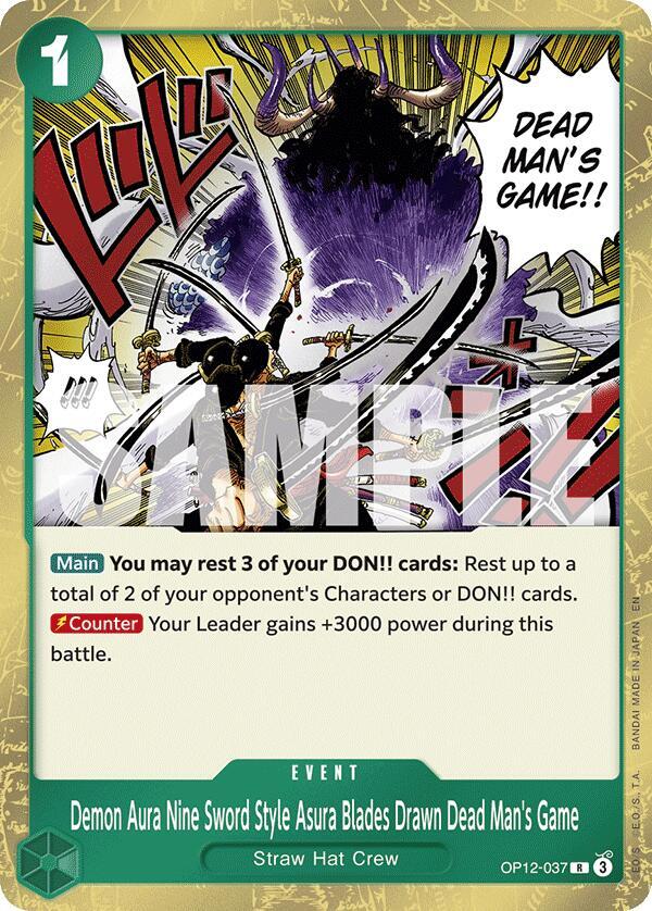 Demon Aura Nine Sword Style Asura Blades Drawn Dead Man's Game OP12-037 card from Legacy of the Master