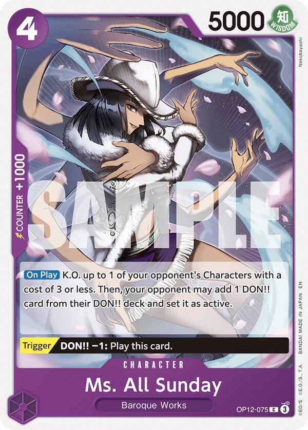 Ms. All Sunday OP12-075 card from Legacy of the Master