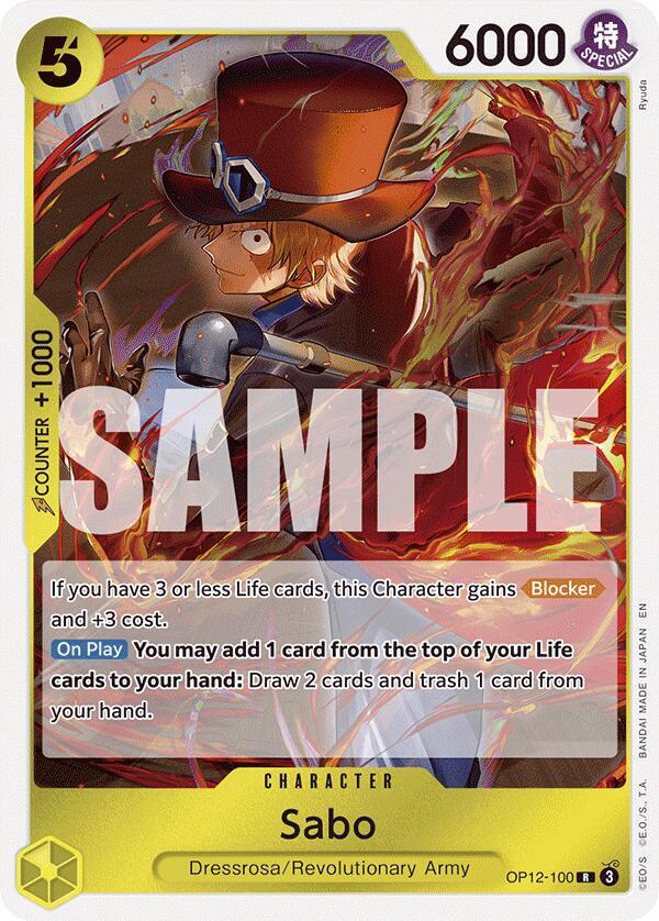 Sabo OP12-100 card from Legacy of the Master